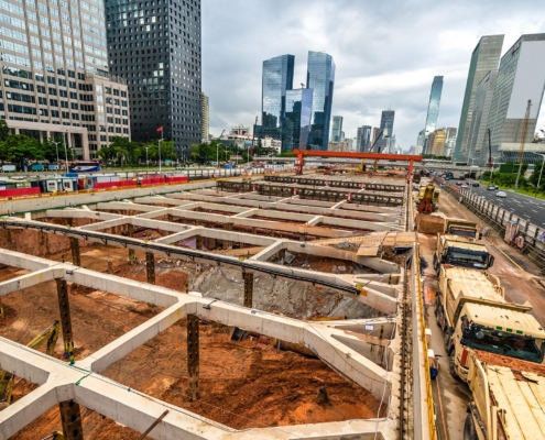 Image of top-down construction in the city.