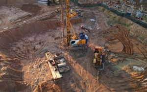 Construction site being prepared for foundation